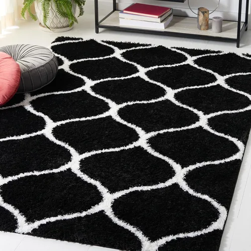 Miniatura 31 de SAFAVIEH Tahoe Shag Collection - Alfombra para pasillo, 2 x 9 pies, color beige y blanco, diseño de enrejado, no desprende pelusa y de fácil