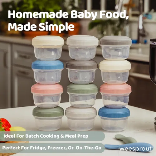 Miniatura 3 de WeeSprout Recipientes de comida para bebés, recipientes pequeños de 4 onzas con tapas, a prueba de fugas y herméticos, aptos para congelador, aptos