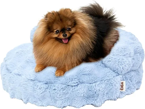 Miniatura 24 de EHEYCIGA Sofá cama suave para gatos de interior, cama extra pequeña esponjosa para perros con funda extraíble lavable, sofá para mascotas, Camello