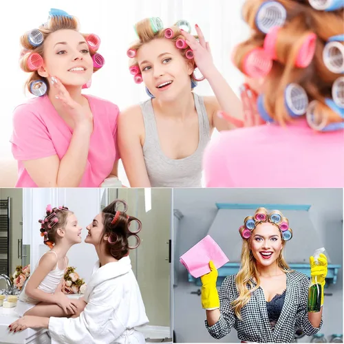 Miniatura 2 de Juego de rodillos de pelo jumbo, 12 rizadores de peluquería de salón de belleza, rodillos grandes jumbo para cabello largo y corto, peinado rizado