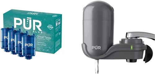 PUR Paquete de sistema de filtración de agua de montaje en grifo PLUS con 4 filtros de repuesto