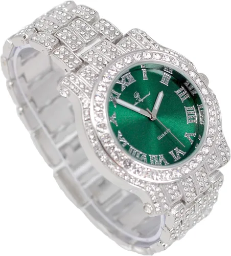 Miniatura 59 de Charles Raymond Bling-ed Out Ultimate Hip Hop Royalty Reloj para hombre con número romano de fácil lectura o indicadores de tiempo de diamantes
