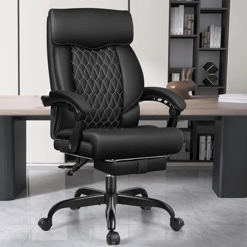 Silla de oficina, silla de escritorio de oficina grande y alta, silla de oficina reclinable con reposapiés, sillas de escritorio de oficina en casa,