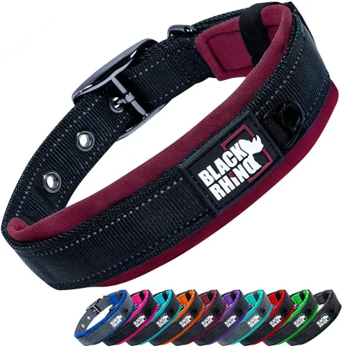 Miniatura 32 de Collares para perros Black Rhino para perros medianos - Collar de perro ajustable reflectante resistente con acolchado de neopreno ultra suave