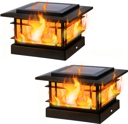 Miniatura 23 de Dynaming Luces solares de 4 x 4 para exteriores con 2 modos de color, luces solares para poste de valla, carcasa negra para postes de vinilo/madera