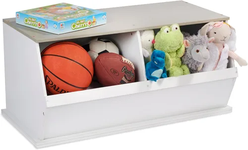 Miniatura 12 de Badger Basket Organizador apilable de almacenamiento de juguetes de dos cubos para niños, almacenamiento duradero en la habitación de los niños