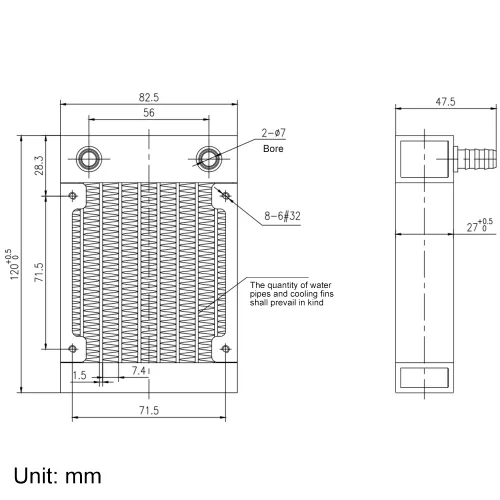 Miniatura 3 de Clyxgs Radiador de refrigeración por agua, radiador intercambiador de calor de aluminio de 8 tubos con ventilador para PC CPU, computadora, sistema