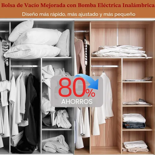 Miniatura 9 de Vacbird Bolsas de Vacío de Viaje con Bomba de Aire Inalámbrica Recargable, Paquete de 12 Bolsas de Almacenamiento al Vacío con Sellado para Ropa