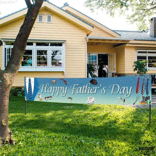 Miniatura 8 de KatchOn, Cartel de feliz día del padre – XL, 120 x 20 pulgadas Cartel del Día del Padre para decoración del día del padre para fiesta Telón