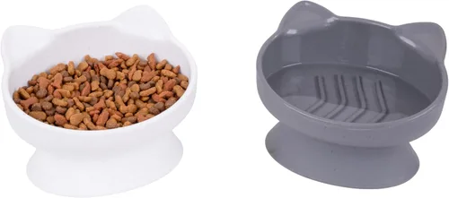 Miniatura 10 de Kitty City Cuencos Elevados para Gatos (Juego de 2), Platos Elevados Amigables con los Bigotes para Comida y Agua de Gatos, Diseño Moderno de rosado