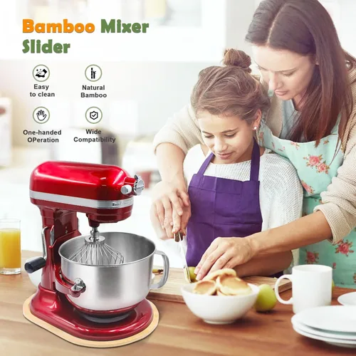 Miniatura 5 de Mezclador deslizante de bambú compatible con ayuda de cocina Bowl Lift 5-8 Qt Stand Mixer - Mover de almacenamiento de cocina Organizador deslizante
