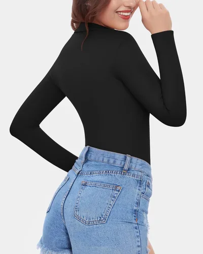 Miniatura 2 de MANGOPOP Women's Mock Turtle Neck Fleece Lined Long Sleeve Thermal Underwear T Shirt Tops Tee