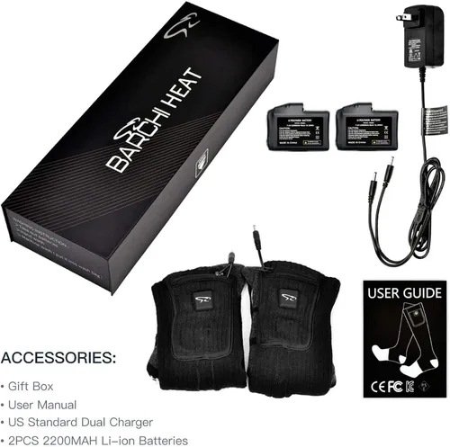 Miniatura 8 de Calcetines calefactables con ajustes eléctricos recargables, para hombres y mujeres, calcetines mejorados de 7.4 V con batería, 3 ajustes de calor