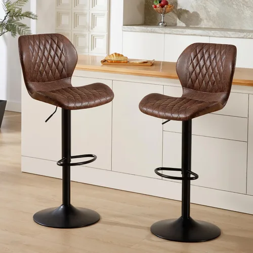 Miniatura 34 de Taburetes de bar modernos, taburetes de bar giratorios con respaldo alto, taburetes de bar de tela ajustables para sillas de isla de cocina