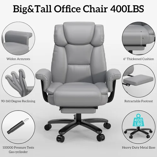 Miniatura 7 de GYI Silla Criss Cross con Ruedas, Silla de Escritorio de Oficina Reclinable Grande y Alta de 160° con Respaldo Alto, Asiento Ancho, Brazos