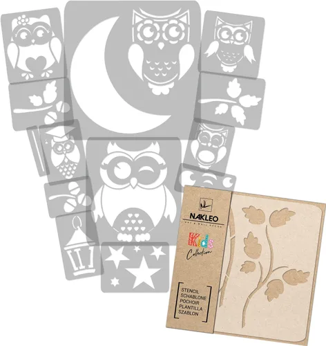 Miniatura 9 de NAKLEO Juego de plantillas de pintura para niños, 14 plantillas de 3.5 x 4.7 pulgadas a 9.1 x 13.4 pulgadas, plantas de otoño, plantillas de dibujo
