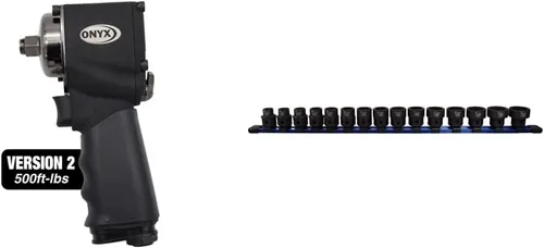 Astro Pneumatic Tool 1822 ONYX Llave de impacto nano de 1/2 pulgada v2-500 pies/lb y Astro Pnematic - 15 piezas de dados de impacto nano de perfil