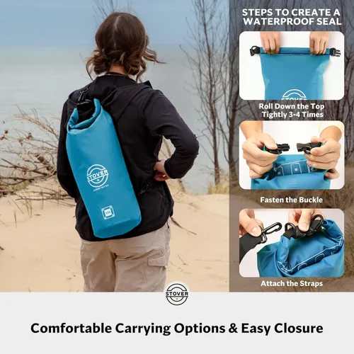 Miniatura 5 de STOVER 5/10/25/30/40/55L Waterproof Dry Bag- Roll-Top Backpack w/Phone Case- Kayaking, Hiking, Camping, Boating- Men/Women 10L azul