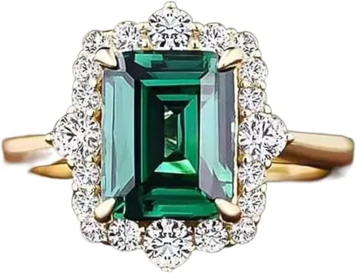 Anillos de Plata de Ley 925 Brillante Esmeralda Cuadrada Circonita Cúbica Anillos de Diamante para Mujeres Hallazgos de Joyería Respaldos de