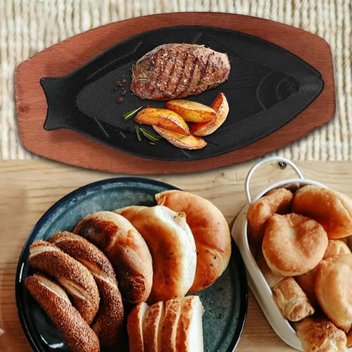 Miniatura 2 de DOITOOL Sartén de hierro fundido en forma de pescado, bandeja antiadherente para parrilla de barbacoa de 13.18 x 6.49 x 0.98 pulgadas, sartén