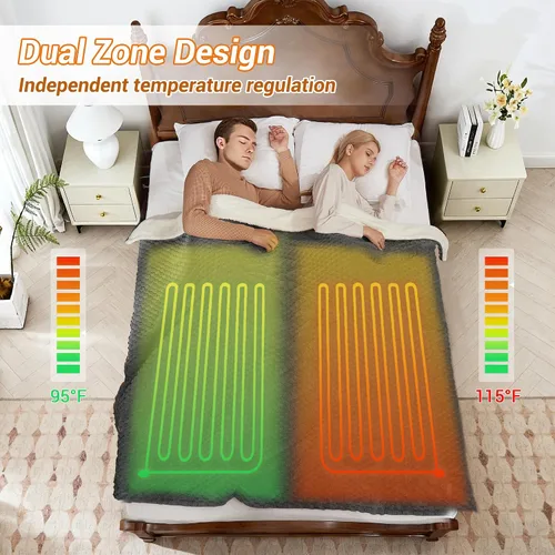 Miniatura 3 de GarveeHome Manta térmica eléctrica tamaño Queen de 84 x 90 pulgadas, con doble control, 10 niveles de calentamiento y 10 horas de apagado