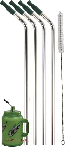 Miniatura 9 de 2 pajitas de acero inoxidable de 14 pulgadas de 100 onzas enormes súper largas para beber compatibles con taza de viaje aislada Whirley tazas