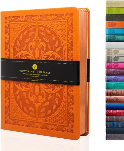 Miniatura 39 de VICTORIA'S JOURNALS Diario Vintage de Cuero Sintético con Tapa Dura Cuaderno Rayado Diario de Viaje de Aspecto Antiguo, Tamaño A5 5.7'' x 8.1'' Gris