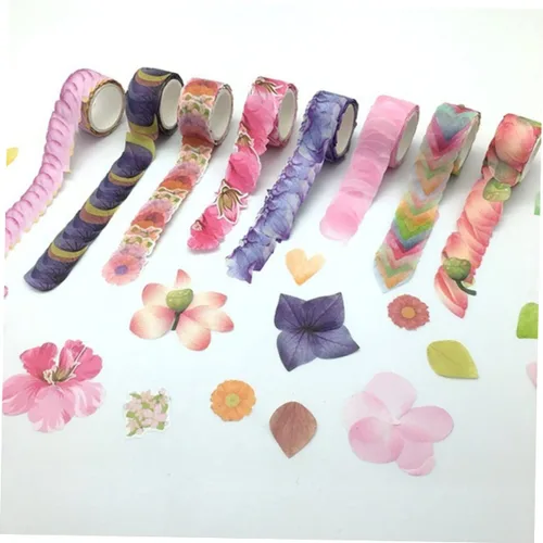 Miniatura 6 de EXCEART Pegatinas de arte floral pequeñas pegatinas de flores para cinta decorativa Washi 20 diseños Alcea Rosea