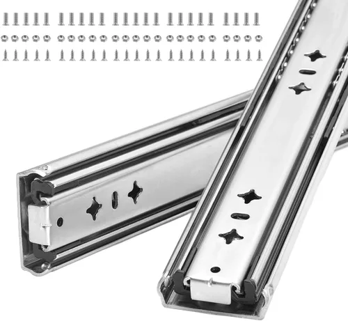 Rieles de cajón resistentes de 12 pulgadas, 1 par, capacidad de carga de 100 libras, montaje lateral, extensión completa, rodamiento de bolas