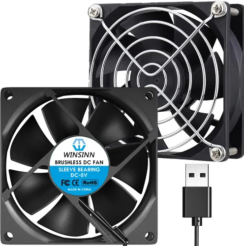 WINSINN DC 3.150 in Ventilador USB 5V 8025 Rodamiento de manga sin escobillas Enfriamiento 3.150 inx0.984 in 2PIN (paquete de 2 piezas)