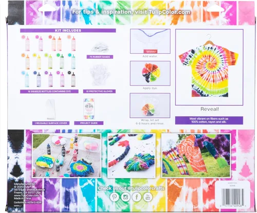 Miniatura 3 de Kit de teñido anudado de un solo paso Tulip para fiesta de 5 personas, gran actividad de fiesta, regalo para manualidades y artes, colores Arco iris