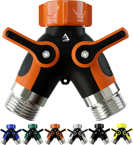 Miniatura 10 de DBR Tech® Divisor de Manguera de 2 Vías, Conector Metálico Resistente, Divisor de Manguera de Jardín de Dos Vías, Adaptador de Bib de Grifo de Flujo