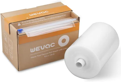Wevac Rollo de sellado al vacío de alimentos de 8 pulgadas x 150 pies con cortador, bolsas selladoras al vacío ideales para conservar alimentos, sin