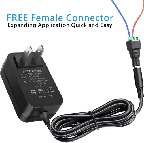 Miniatura 3 de Adaptador de corriente DC12 V 2A, SANSUN transformadores de AC100-240 V a DC12 V, fuente de poder de conmutación para tiras de luces LED de 12 V