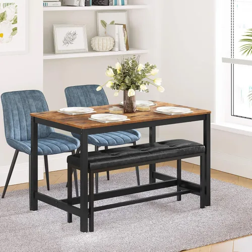 Miniatura 4 de VASAGLE Banco de mesa de comedor, banco otomano con asiento acolchado de piel sintética, marco de acero, 42.5 x 12.8 x 18.9 pulgadas, para comedor