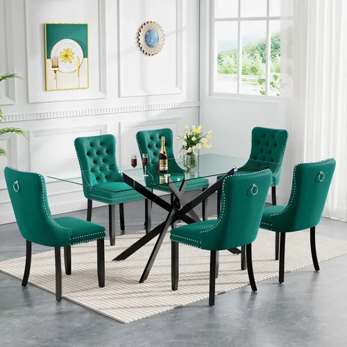 Miniatura 75 de HomVent Juego de mesa de comedor redonda de vidrio de 3 piezas, juego de mesa de comedor de vidrio templado para 2 mesas de cocina con 2 sillas