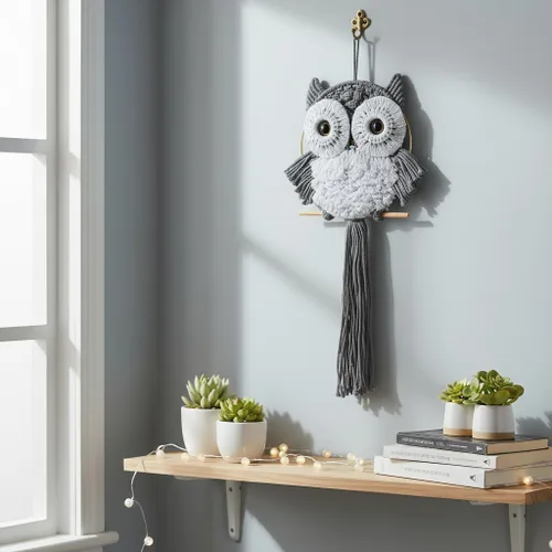 Miniatura 16 de ACEDSGN Tapiz de macramé para colgar en la pared, diseño bohemio hippy, tapiz hecho a mano, decoración de pared para cuarto del bebé, dormitorio