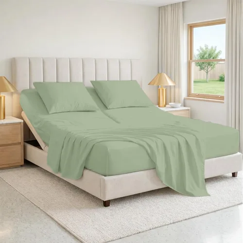 Miniatura 16 de SGI bedding Sábana Queen de 28" con Parte Superior Dividida Flex Head, 100% Algodón Egipcio, Cuenta de Hilos 1000, Sábana Superior Flex para Cama