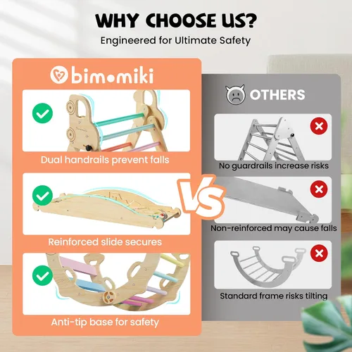 Miniatura 4 de Pikler - Juego de escalada triangular con cojín, juguetes de escalada plegables para interiores, gimnasio Montessori para niños pequeños, escalador