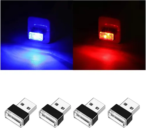 Miniatura 15 de Ziciner 6 PCS Lámpara de Ambiente Interior de Coche LED USB, Mini Luz Nocturna LED Portátil, Kit de Iluminación Ambiental de Maletero con Interfaz