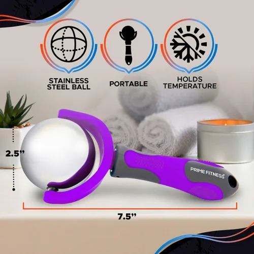 Miniatura 6 de PRIME Fitness bola giratoria para masajes en frío Terapia en frío Bola rodante de hielo con mango palo criogénico Alivio del dolor muscular