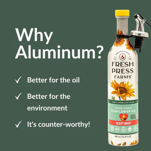 Miniatura 7 de Fresh Press Farms Aceite de girasol virgen extra prensado en frío, 16.4 onzas líquidas (paquete de 2), alto oleico, cultivado en Georgia, 100% hecho