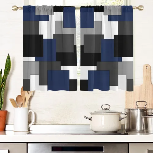 Miniatura 34 de AAtter Cortina de Ventana Verde Azulado y Negro Turquesa Aguamarina Gris Blanco Abstracto Moderno Oscuro Masculino Sala de Estar Dormitorio Cortinas