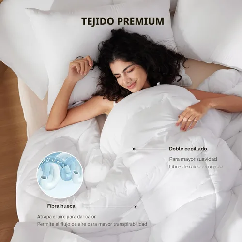Miniatura 3 de Bedsure - Edredón de color liso Blanco