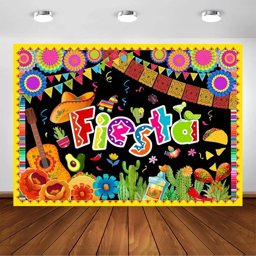 Miniatura 6 de Avezano Telón de fondo de fiesta para fiesta – Cartel de cabina de fotos de cumpleaños con temática mexicana, decoraciones de fiesta de Luau Cinco