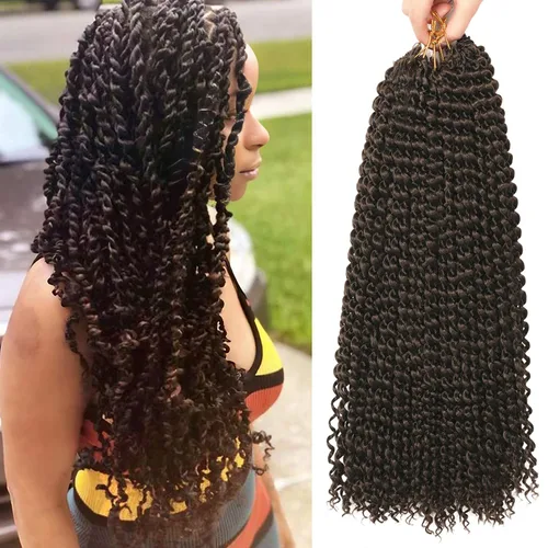 Miniatura 52 de Cabello Passion Twist de 30 pulgadas, cabello rubio de ondas de agua con ganchillo para mujeres, cabello rubio Passion Twist de ganchillo largo 27#