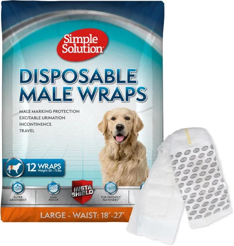 Miniatura 11 de Simple Solution Envolturas desechables para macho, bandas absorbentes a prueba de fugas para el vientre para perros, ayuda para la incontinencia