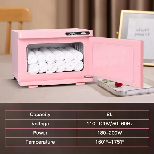 Miniatura 5 de Calentador de toallas calientes de 8 litros, calentador de toallas faciales y de spa, recalentamiento automático, perfecto para esteticistas