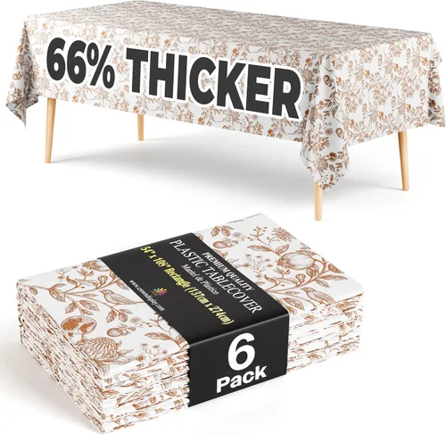 Miniatura 15 de Exquisite 66% Thicker Premium Plastic Table Cloth Rectangle Table Cover 0.5 Mil 6 Pack Aqua Table Cloth 54 Inch x 108 Inch Disposable Tablecloth