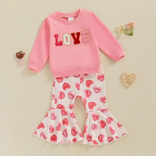Miniatura 17 de Gueuusu Conjunto de ropa de manga larga para bebé niña con texto en inglés "My 1st Christmas", sudadera de manga larga con pantalones acanalados